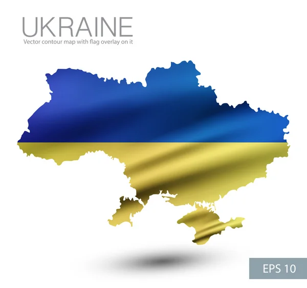 Ucraina mappa del contorno vettoriale con Ucraina sventolando sovrapposizione bandiera su di esso . — Vettoriale Stock