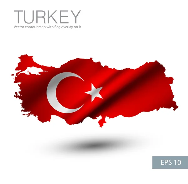 Turquia mapa com bandeira do país — Vetor de Stock