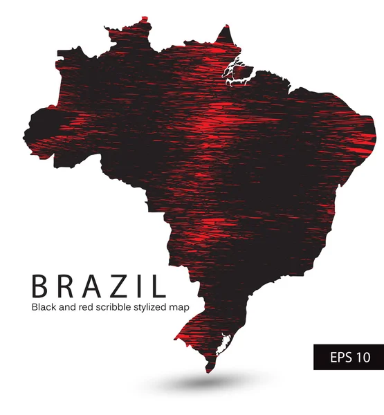 Scribble carte stylisée de Brésil . — Image vectorielle