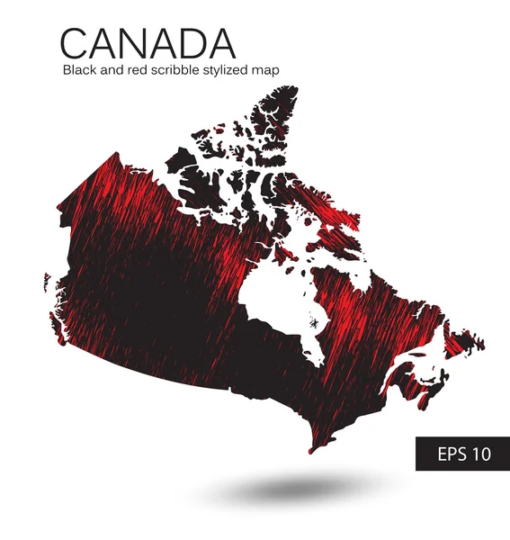 Mappa stilizzata Scribble del Canada . — Vettoriale Stock