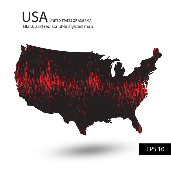 Scribble stylized map of the USA. — Stock Vector