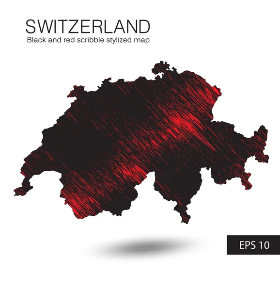 Scribble stylized map of Switzerland. — Stock Vector