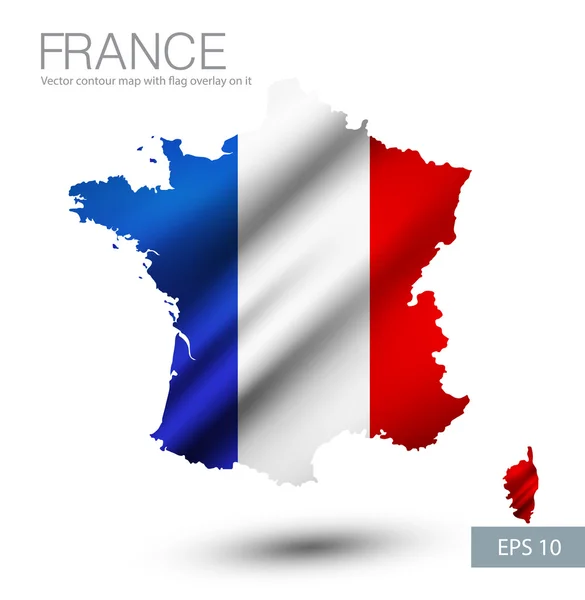 France map with waving flag. — Stock Vector