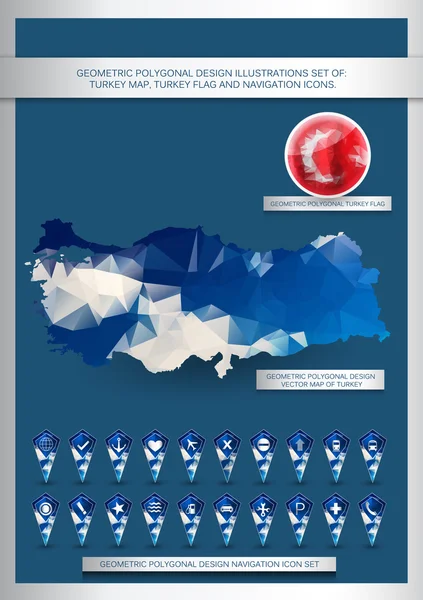 几何多边形土耳其地图 — 图库矢量图片