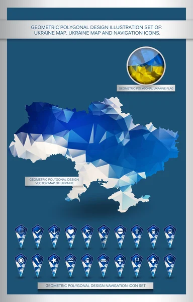 Geometrický polygonální mapa Ukrajiny — Stockový vektor