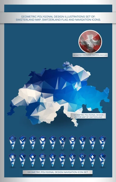 Geometrický polygonální mapa Švýcarska — Stockový vektor