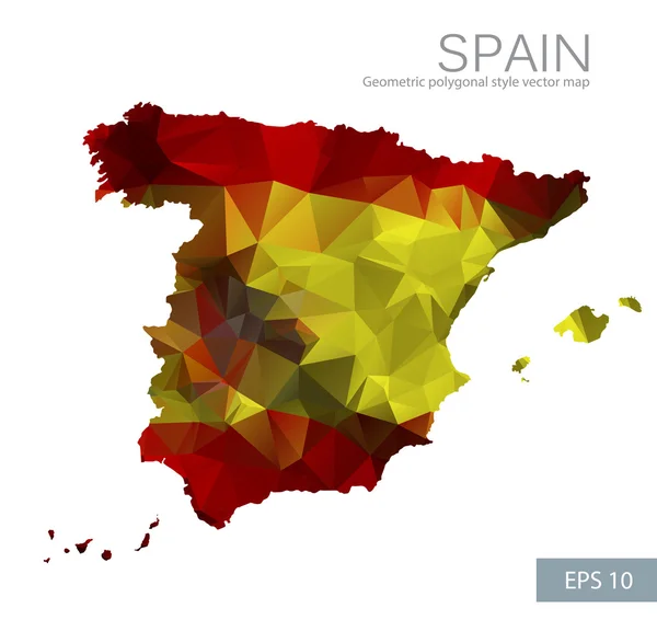 Mapa geométrico poligonal de España — Vector de stock