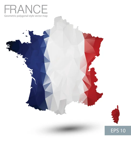 Francia mapa geométrico diseño poligonal — Vector de stock