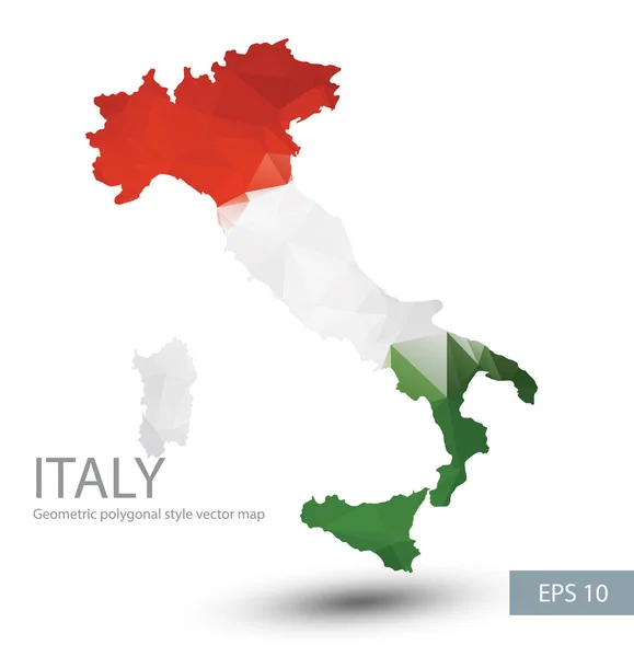 Mapa poligonal da Itália . — Vetor de Stock