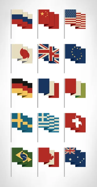 Drapeaux du monde les plus populaires ensemble — Image vectorielle