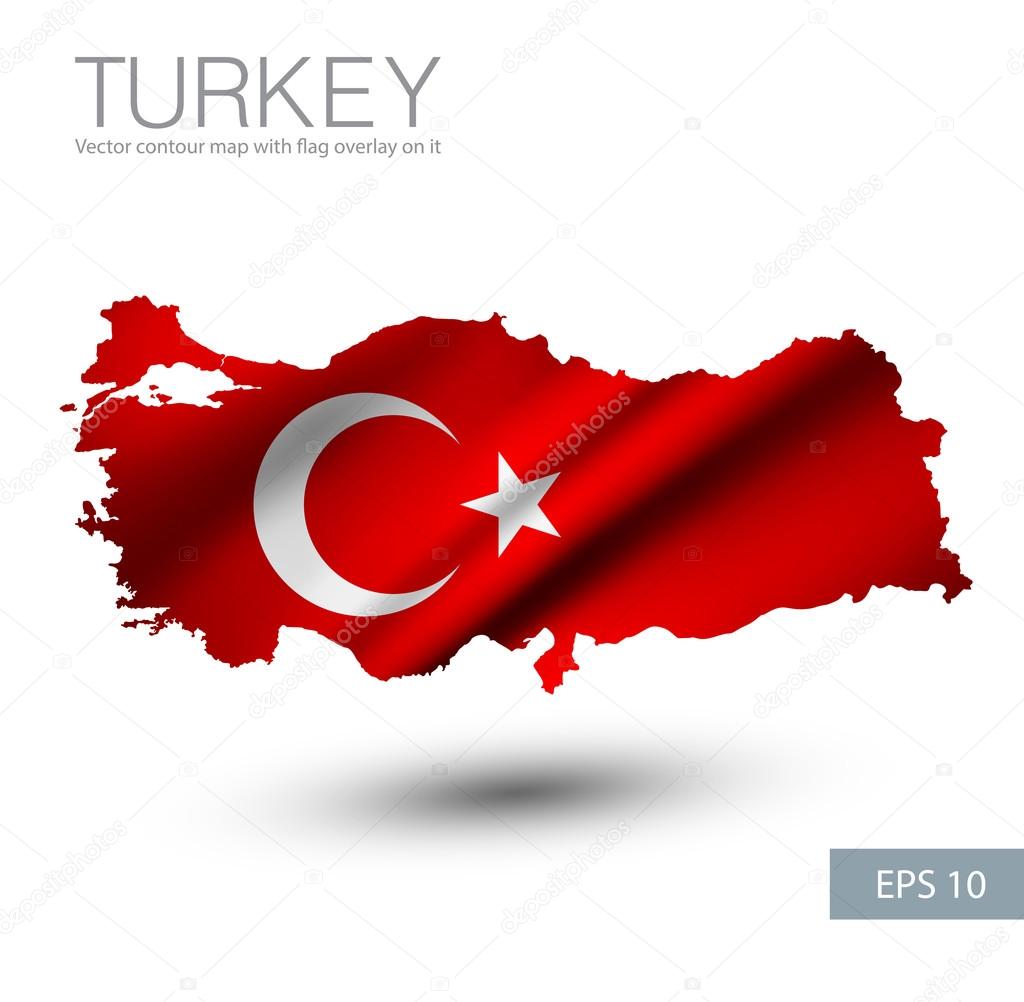 Turkey map with country flag