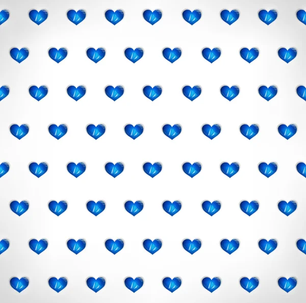 Seamless geometric polygonal blue hearts background — Stock Vector