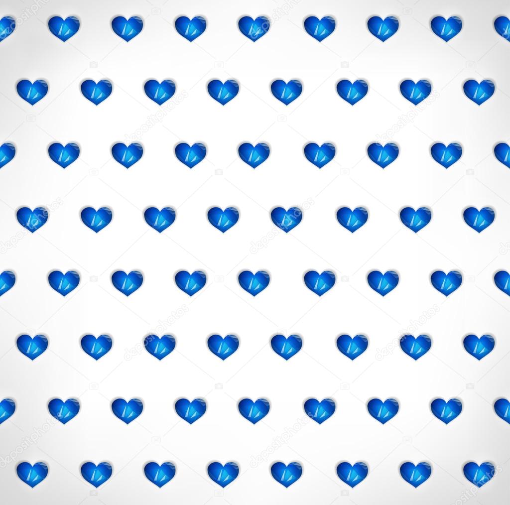 Seamless geometric polygonal blue hearts background
