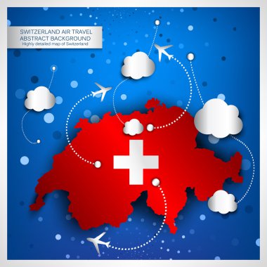 İsviçre Hava seyahat arka plan ile bir çok detaile