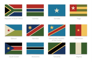 African flags with vintage colors. Part 2 clipart