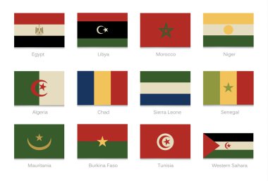 African flags with vintage colors. Part 1 clipart