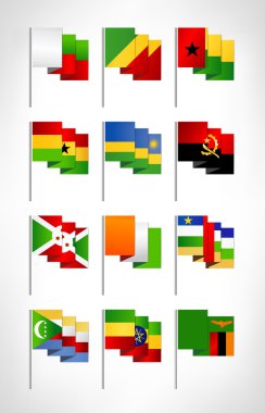 Afrika bayrakları ayarlayın. çizgi film düz tasarım 3