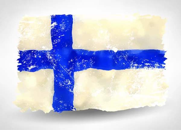 Suluboya Finlandiya bayrağı grunge etkisi ile parlak el çekilmiş — Stok Vektör