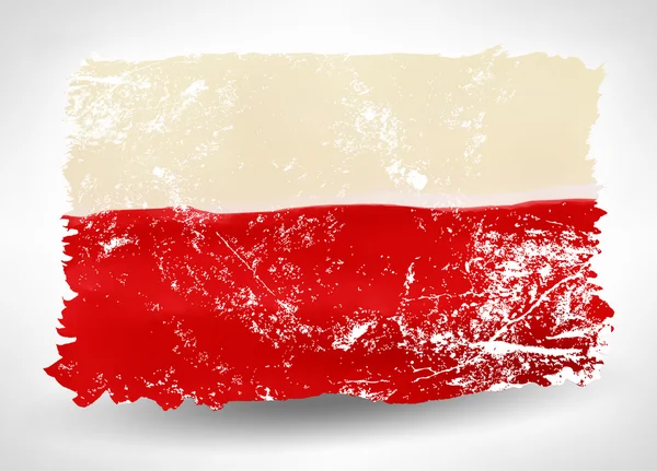 Luminoso acquerello disegnato a mano bandiera polacca con effetto grunge — Vettoriale Stock
