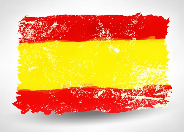 Ljusa hand dras akvarell Spanien flagga med grunge effekt — Stock vektor