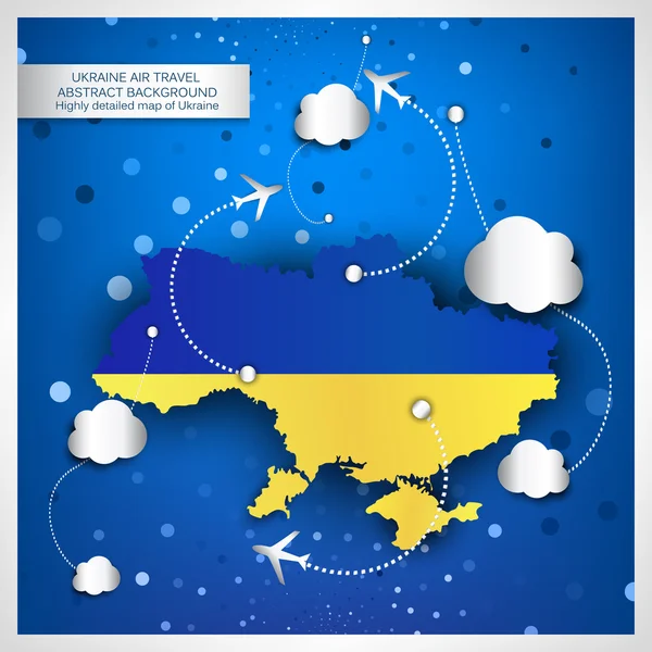 Ucrania viajes aéreos fondo abstracto con un ma muy detallado — Vector de stock
