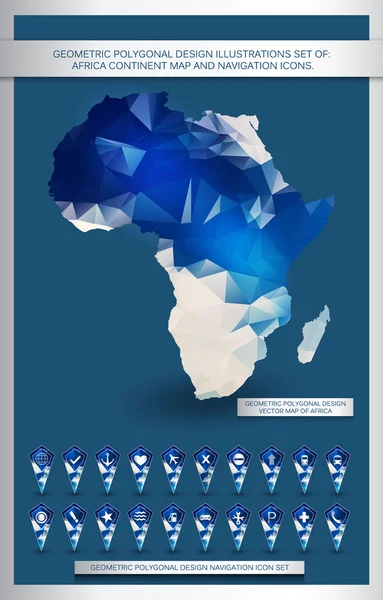 Geometrický polygonální design Afrika kontinentu mapa — Stockový vektor