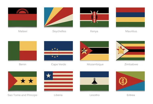 Africké vlajky s vinobraní barvy, část 4 — Stockový vektor