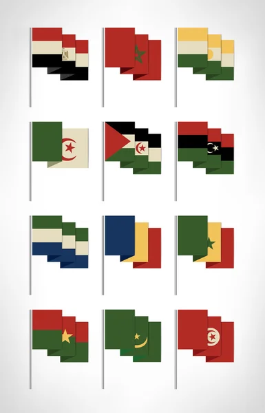 Bandeiras africanas. Desenhos animados design plano com cores vintage 1 — Vetor de Stock