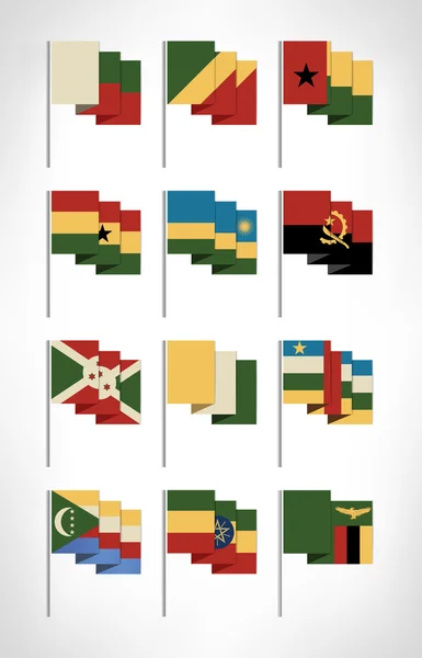 Afrika flaggor anges. Cartoon platt design med vintage färger 3 — Stock vektor