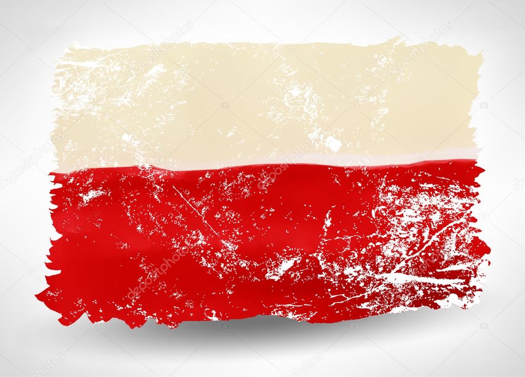 Bright hand drawn watercolor Poland flag with grunge effect