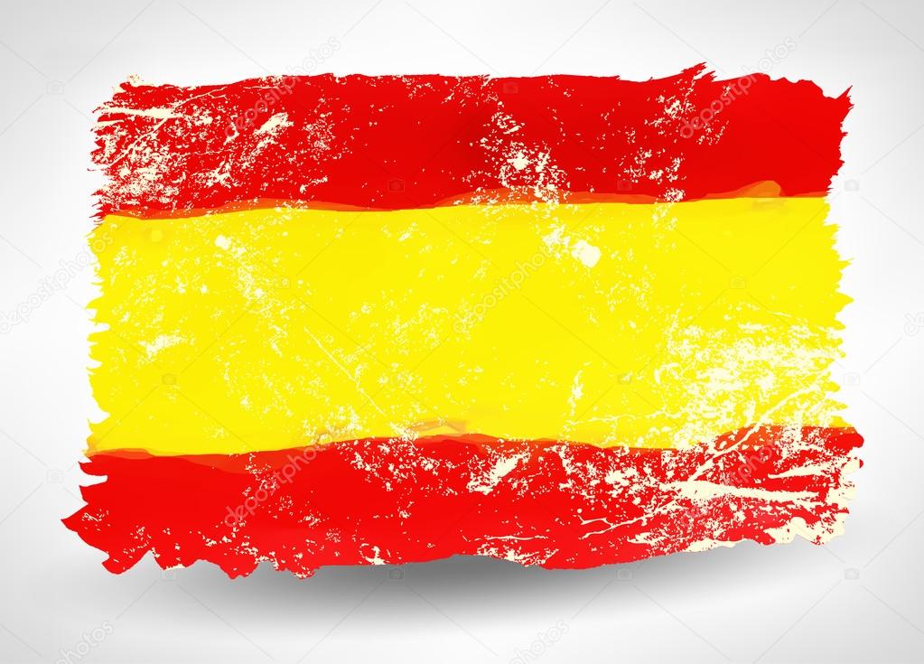Bright hand drawn watercolor Spain flag with grunge effect