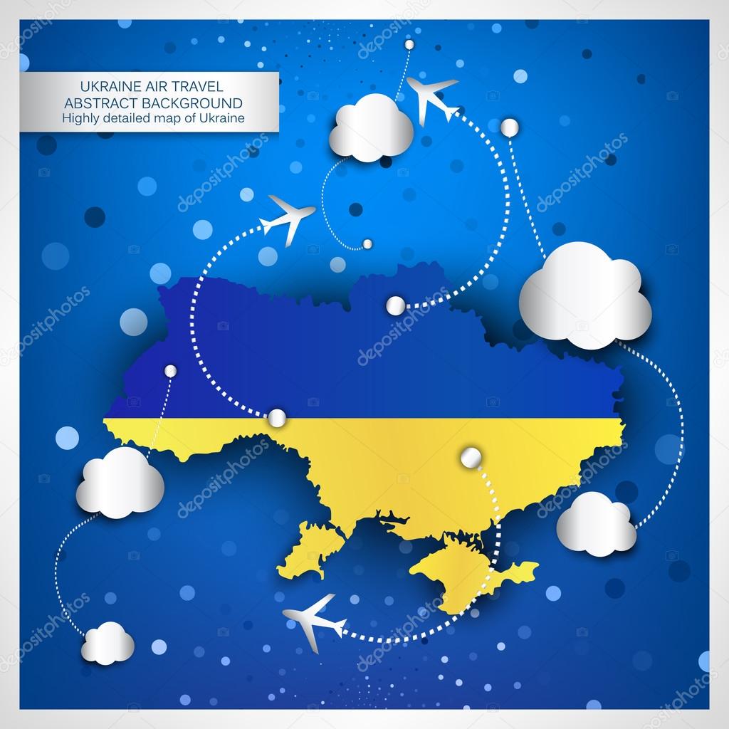 Ukraine air travel abstract background with a highly detailed ma