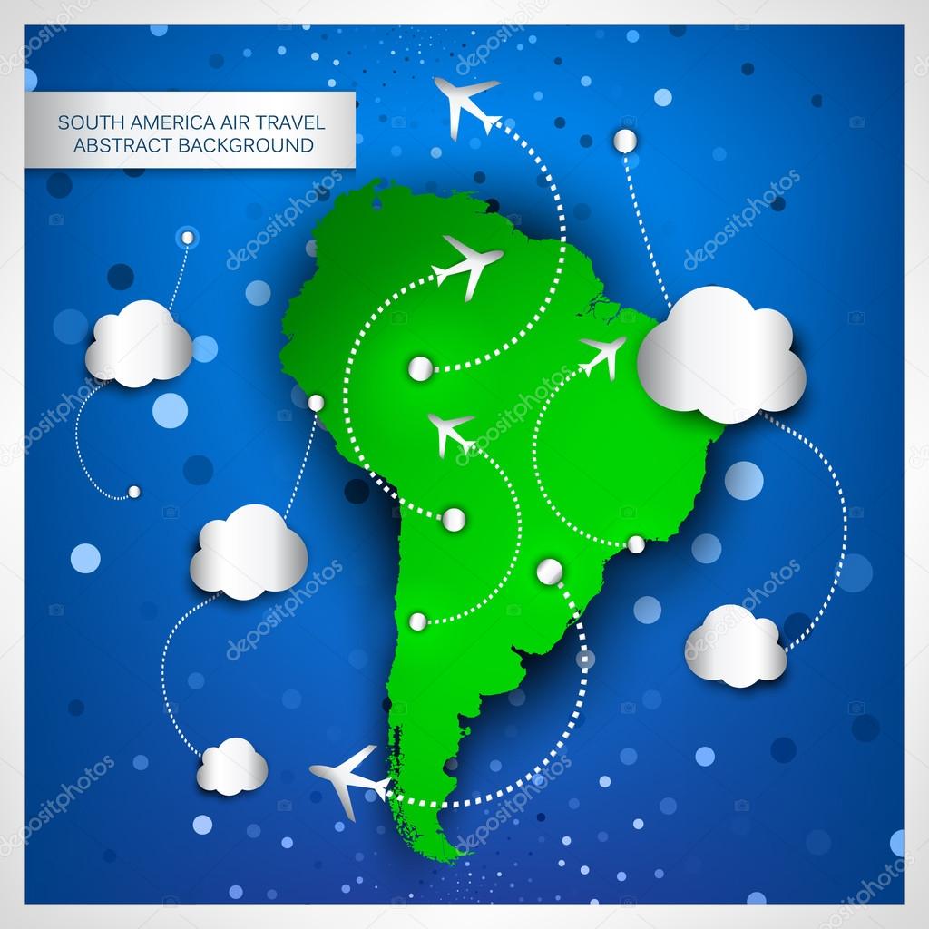 South America air travel abstract background
