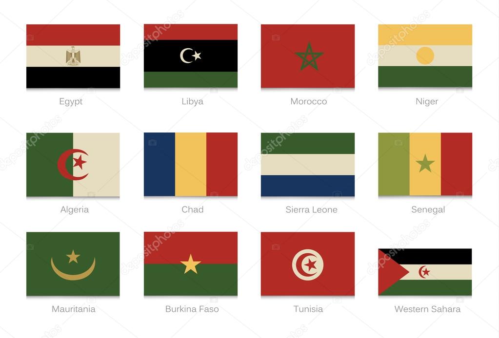 African flags with vintage colors. Part 1
