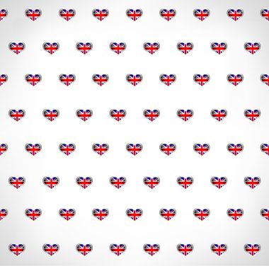  İngiltere bayrak parlak kalp şekilleri ile sorunsuz vatansever arka plan