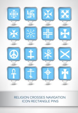 Religion crosses navigation icon rectangle pins clipart