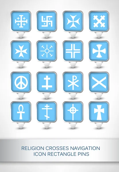 Religion croix icône de navigation broches rectangle — Image vectorielle