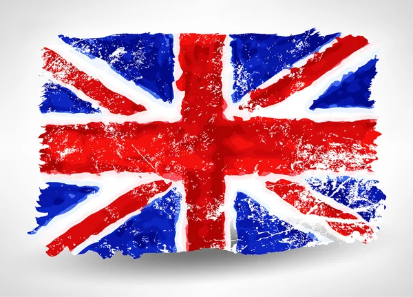 Bright mão desenhada aquarela bandeira da Inglaterra com efeito grunge 2 —  Vetores de Stock