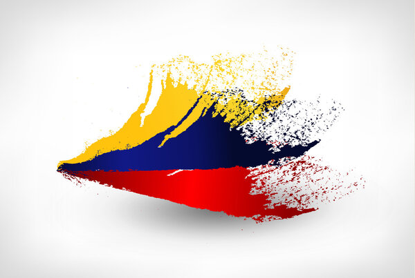 Brush painted flag of Colombia