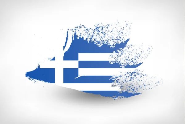 ギリシャの旗を描いたブラシ — ストックベクタ