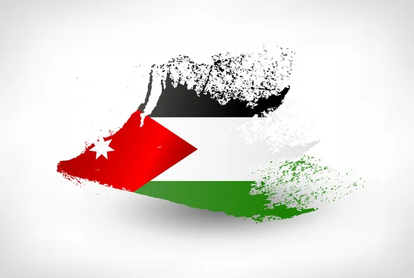 Pincel pintado bandera de Jordania — Vector de stock