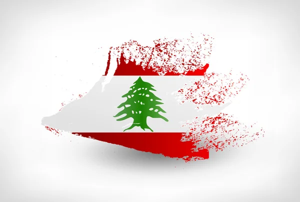 Borstel geschilderd vlag van Libanon — Stockvector