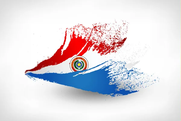 Paraguay Cumhuriyeti bayrağı boyalı fırça — Stok Vektör