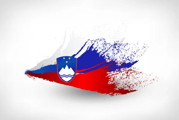 Pincel pintado bandera de Eslovenia — Vector de stock