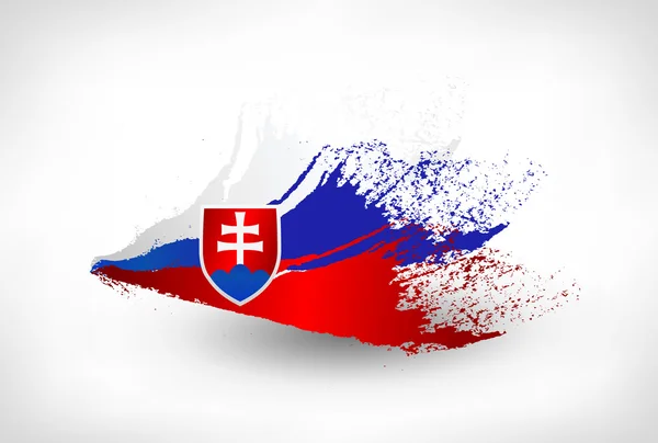 슬로바키아의 국기를 페인트 브러시 — 스톡 벡터