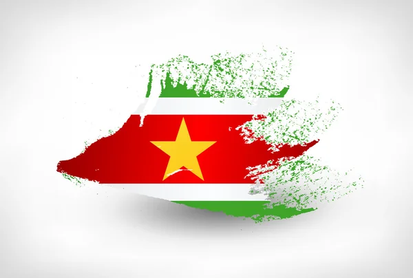 Pinsel bemalte Flagge von Surinam — Stockvektor