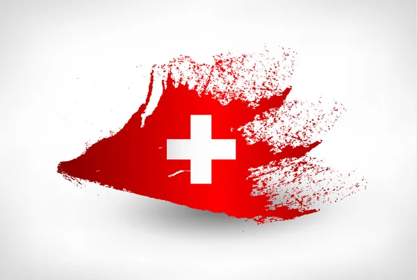 Pincel pintado bandera de Suiza — Vector de stock