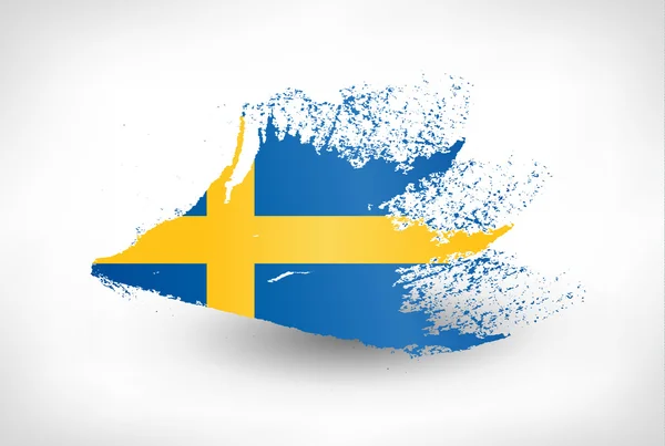 Pensel målade flagga Sverige — Stock vektor