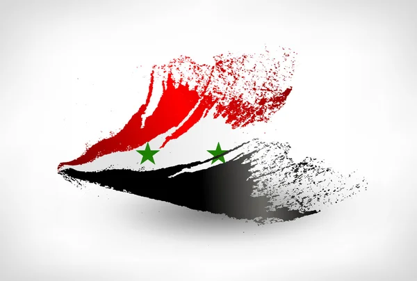 Pinsel bemalte Fahne von Syrien — Stockvektor