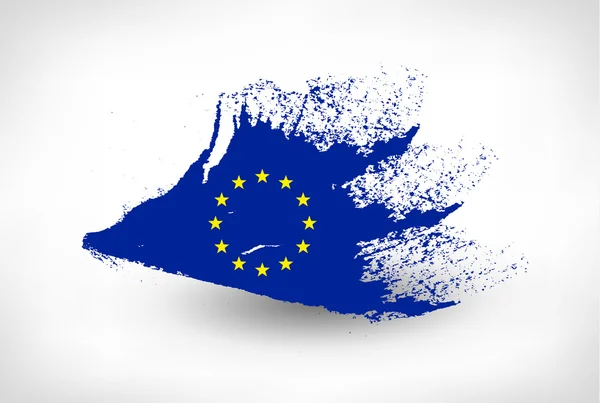 Pincel pintado bandeira da União Europeia — Vetor de Stock
